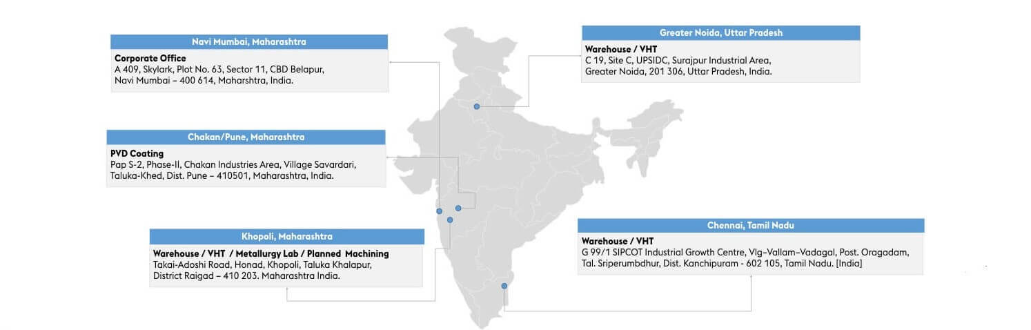 map of India pinpointing all Böhler locations